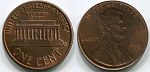 Монета 1 цент 1990г США