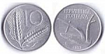 Монета  10 лир 1953 г,  Италия