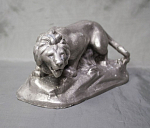 Скульптура Лев, силумин, Ленинград, Монумент-скульптура, 1960е г, Завалов, размер 10х21 см  (28)