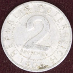 Монета  2 гроша 1954 г Австрия (4)