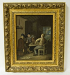 Картина Paolo Sala "В таверне". Доска, масло. , размер 25,8 х 19,7 см